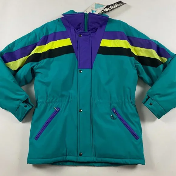 NWT 80s Vintage Rice Sportswear Action II Ski Jacket Mens 38 Color Block Green - Picture 3 of 16